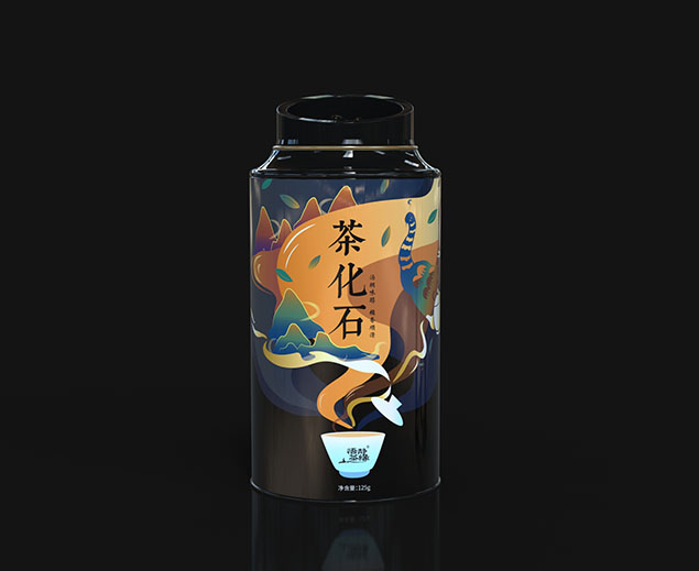茶化石茶叶铁罐包装
