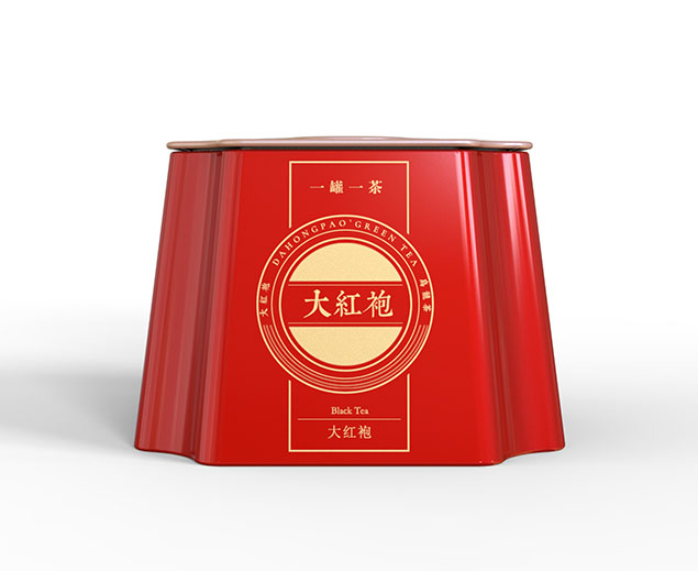 大红袍茶叶铁罐包装
